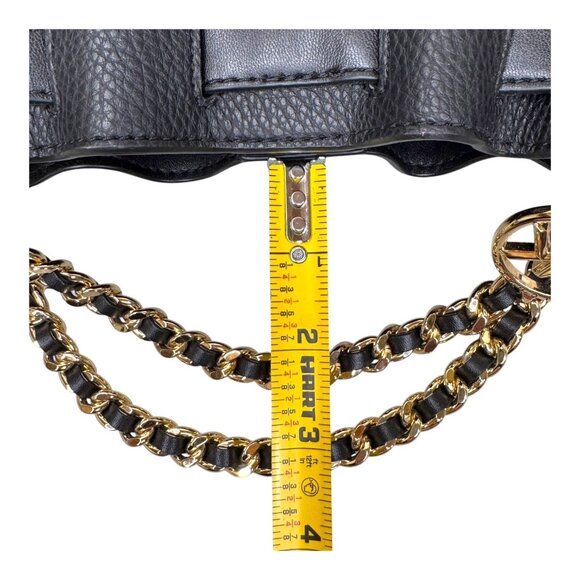 Michael Kors Mina Jet Set Chain Small Black Pebbled Leather Hobo Crossbody Bag - Picture 7 of 11